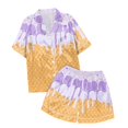 thumbnail image 3 of Hiiyo Girls Pajamas Ice-Cream Print Short Sleeve Button Shirt Shorts Sleepwear Set, 3 of 3