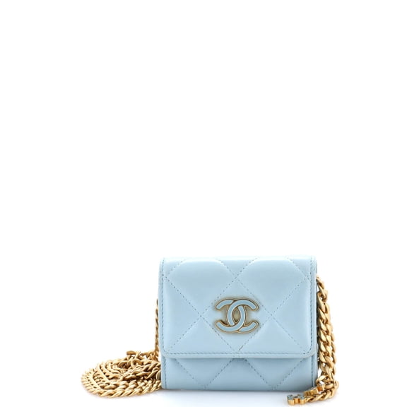 Pre-Owned Pending CC Card Holder on Chain Quilted Lambskin By Rebag