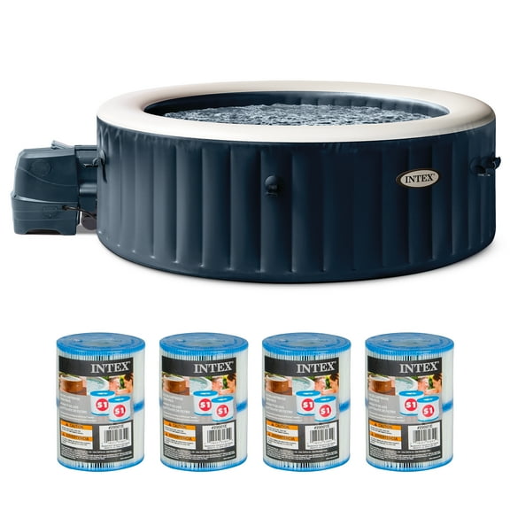 Intex PureSpa Plus Inflatable Hot Tub Jet Spa w/ 12 Filter Cartridges