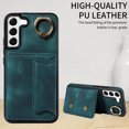 thumbnail image 3 of Case for Samsung Galaxy S22 5G, PU Leather 3 Card Slots with Finger Ring Holder Shockproof Phone Case, 3 of 15