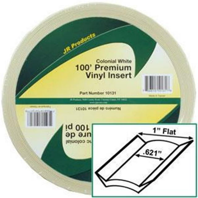 JR PRODUCTS 10131 Matériel Extérieur RV 1 Po. x 100 Pi. Insert en Vinyle Col. Blanc
