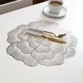 thumbnail image 4 of Peony Floral Vinyl Placemat Set Heat Resistant Table Mat PVC Thermal Insulation Dining Decor, 4 of 7