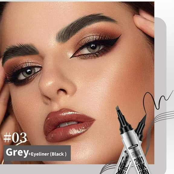 Hauiodp Sweat-proof Microblading Eyebrow Pencil Contouring Pen With 4 Fork Long-Lasting Eyebrow Brush Microblade Eyebrow Pencil For Woman 2ml