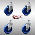 thumbnail image 2 of 5 Inch SS Solid Polyurethane Wheel Swivel ½ Inch Threaded Stem Caster Set SCC, 2 of 2