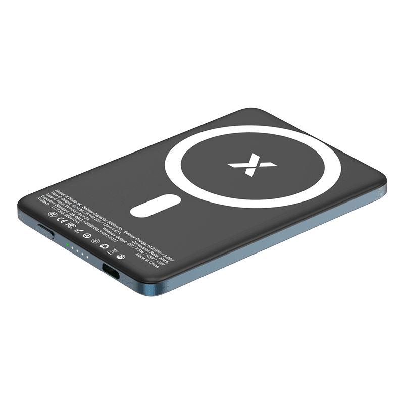 XYZtech X Blade 5K Wireless Power Bank - 5000 mAh - 0.3" Metal Casing Design, Compatible with iPhone and Samsung, Metallic Blue