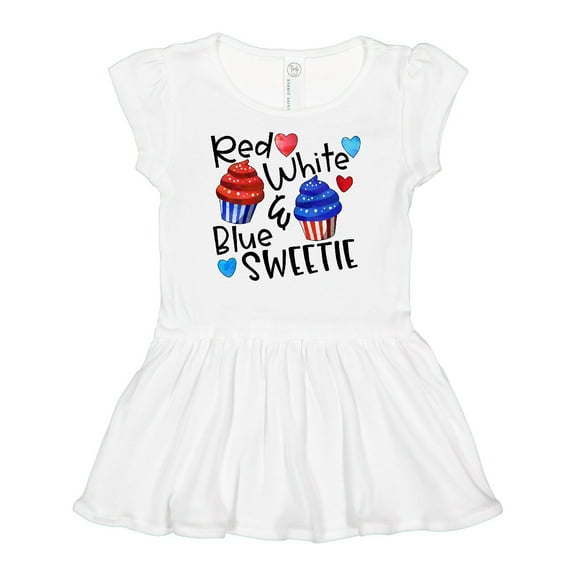Inktastic 4th of July Red, White and Blue Sweetie Cupcakes and Stars Girls Baby Dress