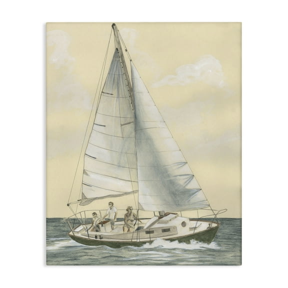 Stupell Industries Family Sailing Trip Transportation Painting Gallery Wrapped Canvas Art Print Wall Art, 16 x 20