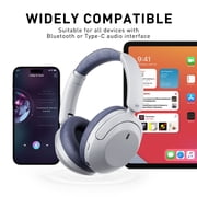 iKF-T3 Wireless Headphones Bluetooth 5.3 Active Noise Cancelling 125H Playtime Hi-Res Smart App Control 38ms Low Latency Foldable Lightweight Headset for PC Home Travel Office (Grey)