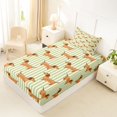 thumbnail image 5 of Manfei Vintage Dachshund Twin Sheets, Abstract Stripe Bedding, Green Cream, 3 Pieces, 1 Flat Sheet, 1 Fitted Sheet and 1 Pillowcase, 5 of 6