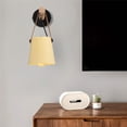 thumbnail image 3 of Modern Wood  Metal Wall Sconce with Faux Leather Strap, 3 of 11