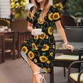 thumbnail image 3 of Picia Sunflowers3 Pattern Women's Short Sleeve Summer Dress Pleated Loose Swing Knee Length Short Sleeve Swing Dresses, 3 of 6