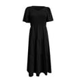thumbnail image 4 of Dyegold Sundresses for Women Casual Beach - Hawaiian Dresses for Women V-Neck Short Sleeve Boho Smocked Ruffle Tiered Maxi Sundresses ​Elastic Waist ​Party ​Dress, 4 of 5