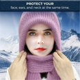 thumbnail image 2 of Casual Women Warm Windproof Knitted Ear Protection Cap Neck Warmer Integrated Cap Scarf Beanie Hat Scarf BEIGE, 2 of 8