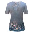 thumbnail image 4 of ICHUANYI Clearance Womens Tops Irregular Hem Summer Printing Tees Tops Spring Crewneck Short Sleeve Casual Blouses(Navy, M) ICHUANYI WER2023080809711, 4 of 5