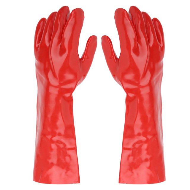 Guantes antiquímicos largos de PVC Protector de manos resistente al aceite ácido y alcalino para laboratorio industrial