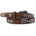 thumbnail image 3 of 30  Kids Western 1-1/4" Turquoise Floral Tooled Full-Grain Leather Belt 26RS07C, 3 of 4