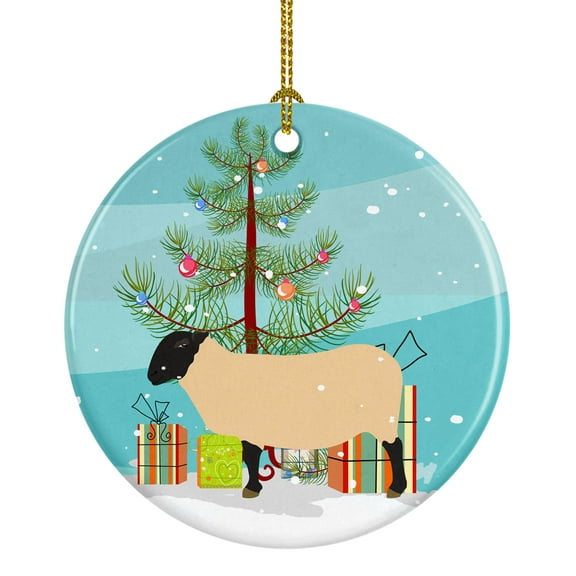 Suffolk Sheep Christmas Ceramic Ornament