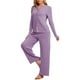 thumbnail image 4 of Pijamas de mujer Inspire Chic, conjuntos de pijama de manga corta con botones y pantalones, XL, púrpura oscuro, 4 of 5