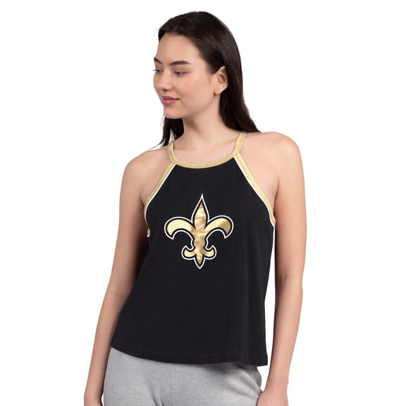 Women's G-III 4Her by Carl Banks  Black New Orleans Saints Redemption Win Slub Tank Top