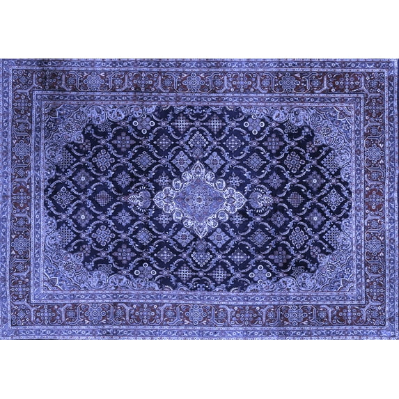 Ahgly Company Indoor Rectangle Medallion Blue Traditional Area Rugs, 6' x 9'