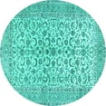 thumbnail image 1 of Ahgly Company Indoor Round Persian Turquoise Blue Traditional Area Rugs, 4' Round, 1 of 4