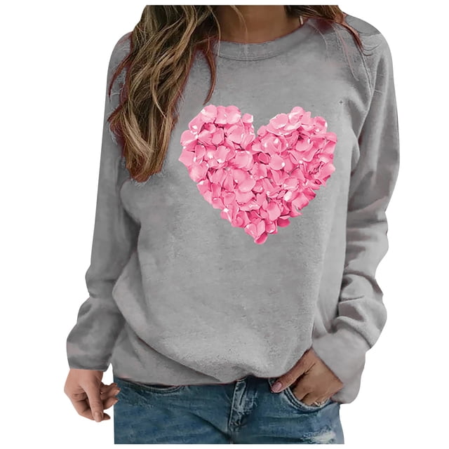 Chandails à Capuchon Graphiques pour Femmes Col Rond Manches Longues Imprimé Décontracté Ample Chandail Molletonné T-Shirt Blouse Hauts d'Automne