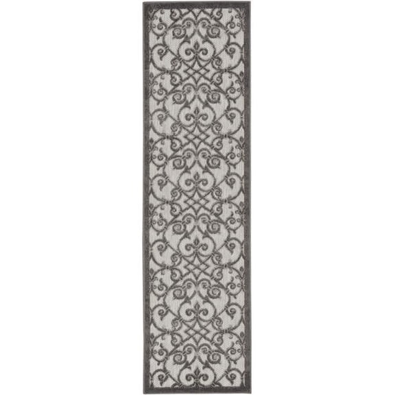 2 x 10 ft. Gray & Charcoal Indoor & Outdoor Runner Rug