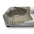 thumbnail image 3 of Cars Soft Flannel Fleece Blanket, Classic Retro Car Design Early Prototypes of Automobile Semi Convertible Old School, Cozy Plush for Indoor and Outdoor Use, 70" x 90", Beige Sepia, by Ambesonne, 3 of 6