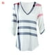 thumbnail image 1 of Camiseta con estampado a cuadros Mujer Otoño Manga 3/4 Blusa con cuello en V profundo Top suelto tholdsy AP000101-18B, 1 of 3