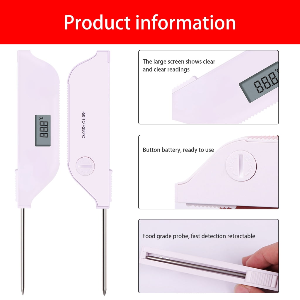 MOMOJIA Digital Thermometer for Cooking, Meat,Liquid, Oil,ScalableProbe ,Magnetic Back, Hold Function,Auto Shut Offs