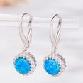 thumbnail image 4 of 925 Sterling Silver Earrings with Birthstone Opal White CZ for Women, 4 of 5