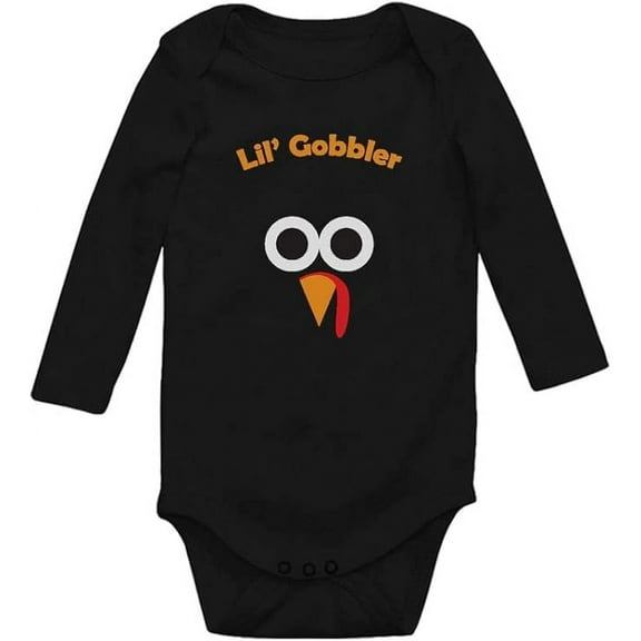 Tstars Gobble Turkey Face Baby Bodysuit First Thanksgiving Baby Boy Girl Outfit 12M Black