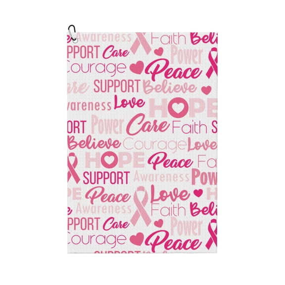 Golf Towels for Golf Bags For Men Women - Breast Cancer Pink Ribbons 24x16in Absorbent Quick Drying Golf Towel for Cleaning Golf Ball Club Golf Bag Accessories with Carabiner
