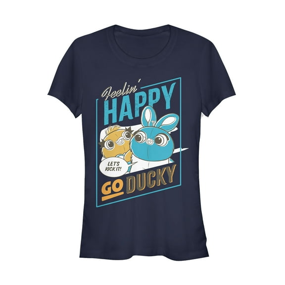 Junior's Toy Story Happy Go Ducky & Bunny Graphic Tee Navy Blue X Large