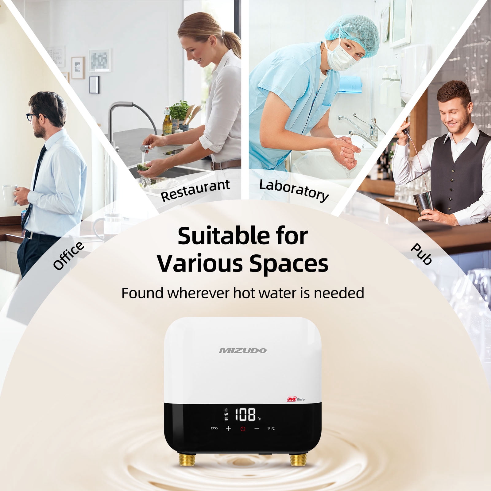 Mizudo Elite 3.5 kW 0.68 GPM 120-Volt Point of Use Tankless Electric Instant Hot Water Heater, White