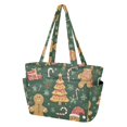 thumbnail image 2 of FORMRS Tote Bag for Women Quilted Large Capacity Travel Work Carry On Shoulder Handbag, Beige Christmas Gingerbread, 2 of 7