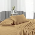 thumbnail image 1 of Olympic Queen Size 600 Thread Count Luxury Extrasoft 100% Egyptian Cotton 4 Piece Sheets Set in Hotel Quality Taupe Stripe, 1 of 5