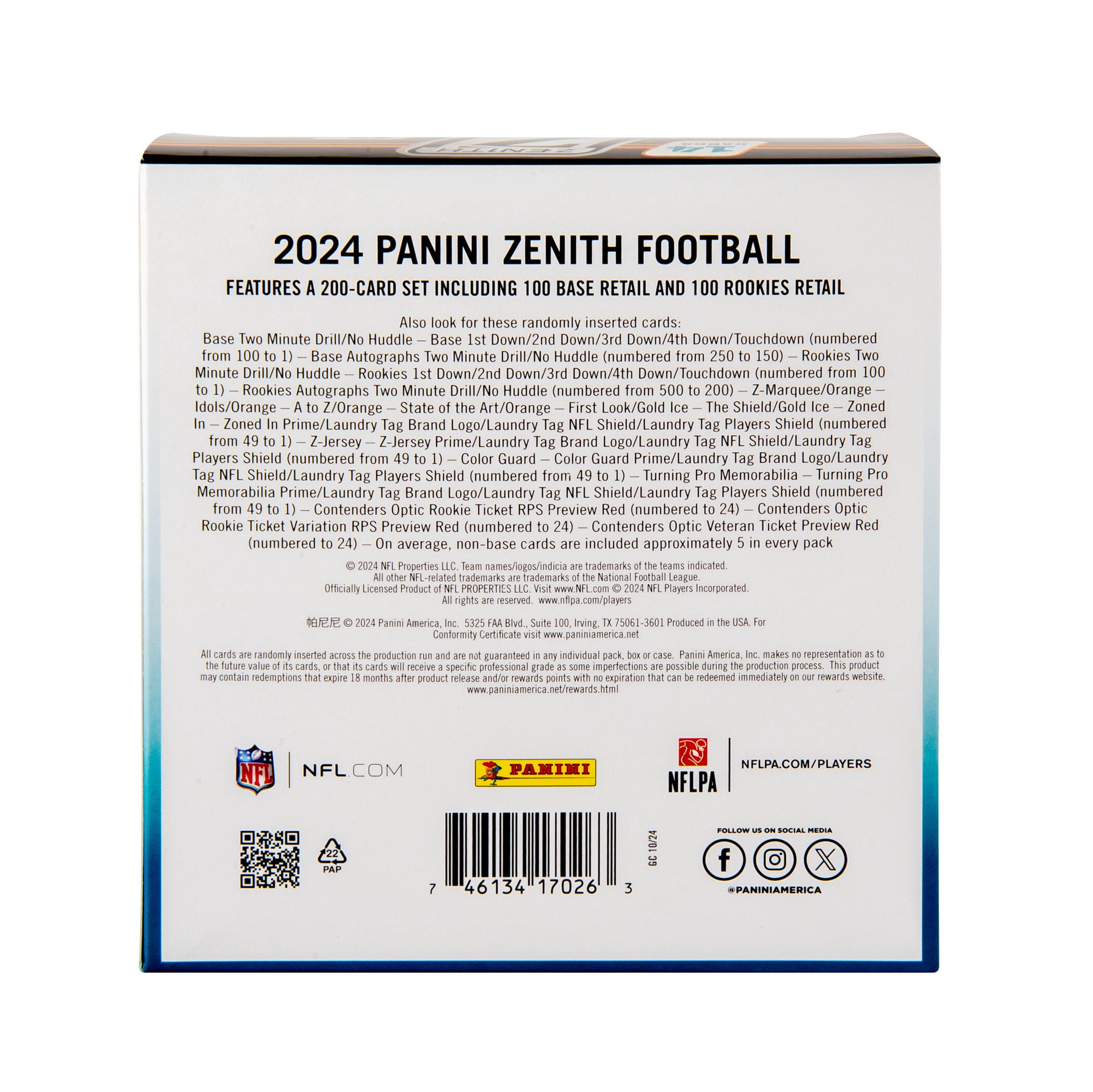 2024 Panini Zenith Football Trading Cards Mega Box