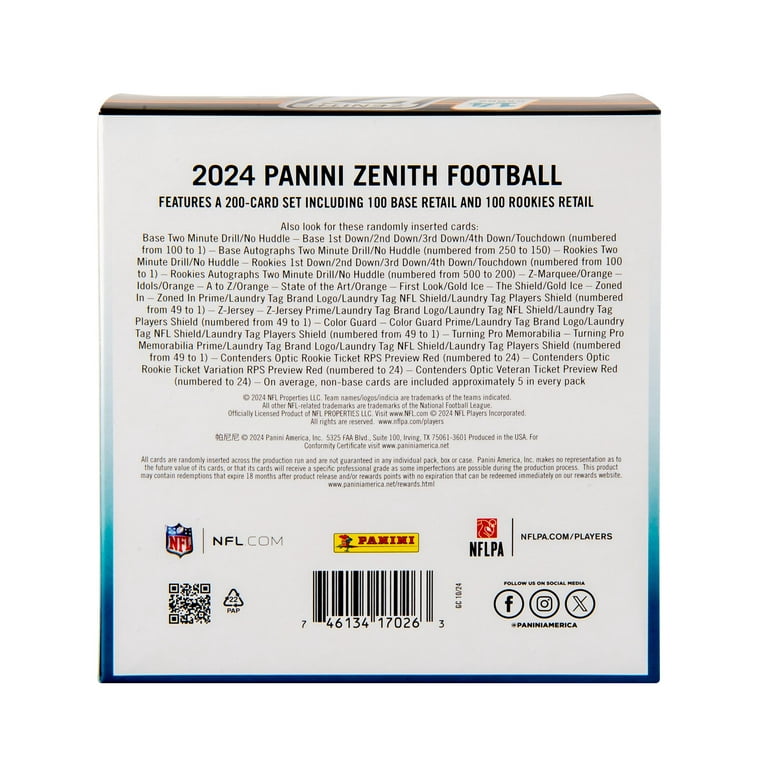 レア BB 50連荘 & ラオウ超級天証明書セット 2024 Panini Zenith Football Trading Cards Mega Box - Walmart.com