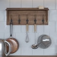 thumbnail image 6 of Merrick Lane 24 Inch Wall Mount Whitewashed Pine Wood Storage Rack with 5 Hooks, Entryway, Kitchen, Bathroom, 6 of 11