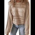 thumbnail image 2 of Suéteres de Otoño con Cuello Redondo de Crochet Calado, Bonitos Suéteres de Invierno para Mujer, Tendencia 2025 Albaricoque L, 2 of 9