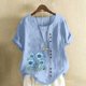 thumbnail image 2 of Túnica de Manga Corta Tops para las Mujeres Océano Pescado Impreso Blusa, Ropa Casual Ver Botón Arriba Camiseta, 2 of 4