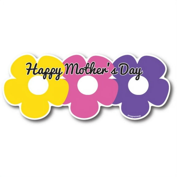 Magnet Me Up Happy Mother's Day Pink, Purple, and Yellow Flower Bouquet Magnet Decal, 8x3 In, Vinyl Automotive Magnet