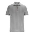 thumbnail image 3 of Chiccall Mens Textured Zip-up Shirts Casual Short Sleeve Solid Summer Tops Gray, 3 of 5