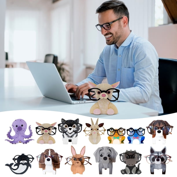 Xihbxyly Marco de Madera para Gafas, Diseño de Animal Tallado a Mano, Organizador de Escritorio Compacto, Almacenamiento Decorativo para Gafas, Joyas y Relojes, Idea de Regalo Única, Tamaño 15 X 15 C