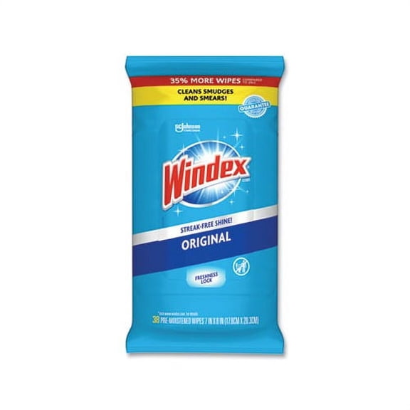 Glass and Surface Wet Wipe Cloth, 7 x 8, 38/Pack
