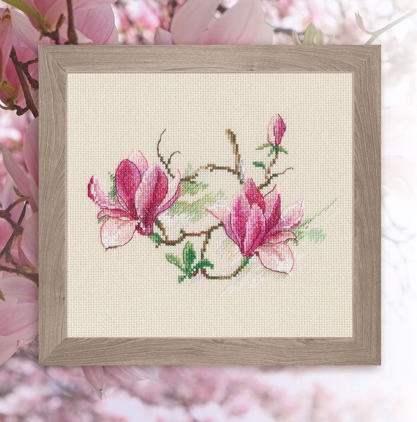 RTO Counted Cross Stitch Kit 7.28"X5.31"-Magnolia Flowers (14 Count)