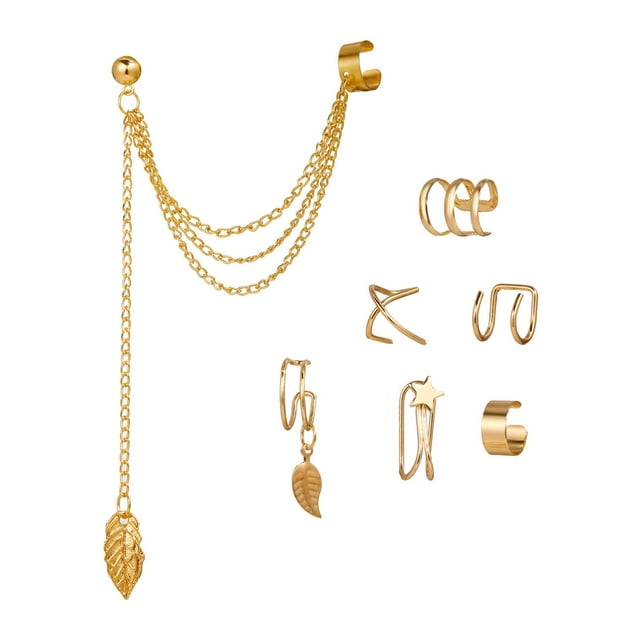 Pendientes con clip para la oreja jinwen 7 piezas oro