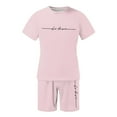 thumbnail image 5 of Gyexs Mens Short Sets 2 Piece Outfits Letter City Round Neck Tshirts and Shorts Outfits Summer Comfort Casual Sweatsuits Pink, Size L4, 5 of 5