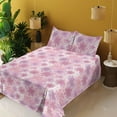 thumbnail image 2 of Ambesonne Floral Fitted & Flat Sheet with Shams 4 Pcs Set, Spring Flowers Print Artwork, King, Pale Pink Lilac and Rose, 2 of 5